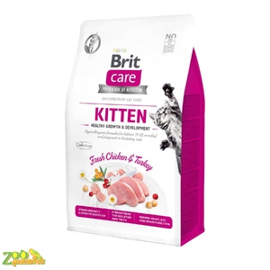 Сухой корм для котят Brit Care Cat GF Kitten HGrowth & Development курица и индейка 2 кг